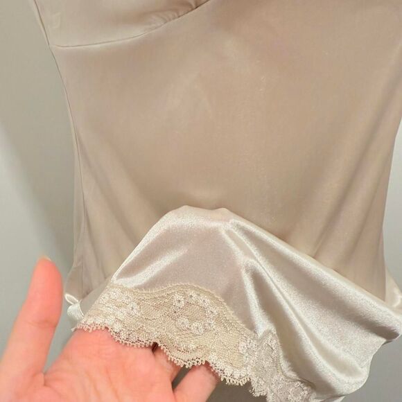 ♡ champagne satin + lace-trim mini slip dress • vintage nightie ♡ - Picture 3 of 4